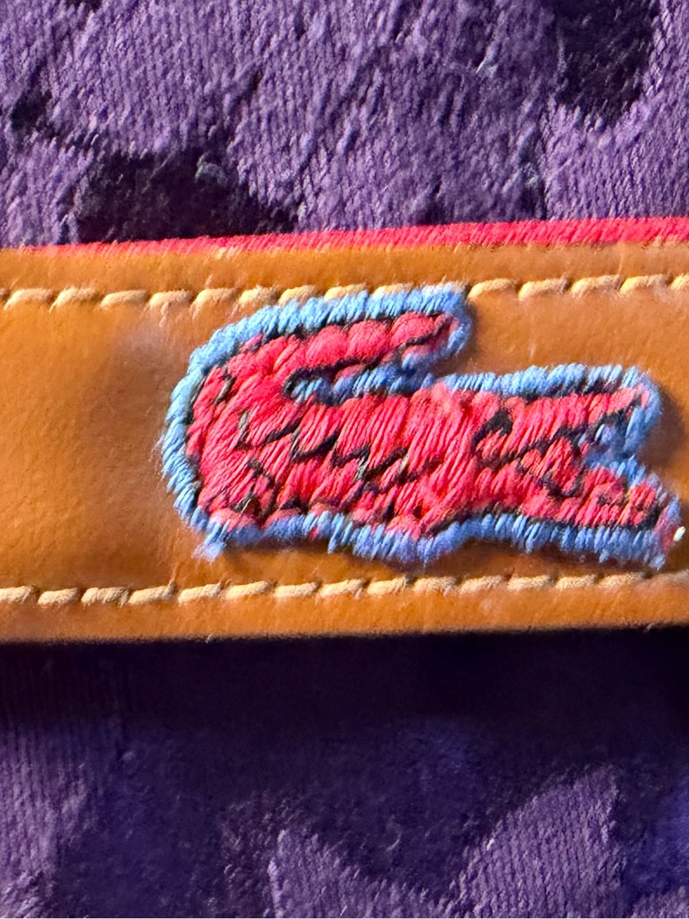 Vintage Lacoste Leather Strap with Red Crocodile Logo